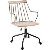Preston Adjustable Office Chair in Black Metal, Antique Copper & White Washed Wood